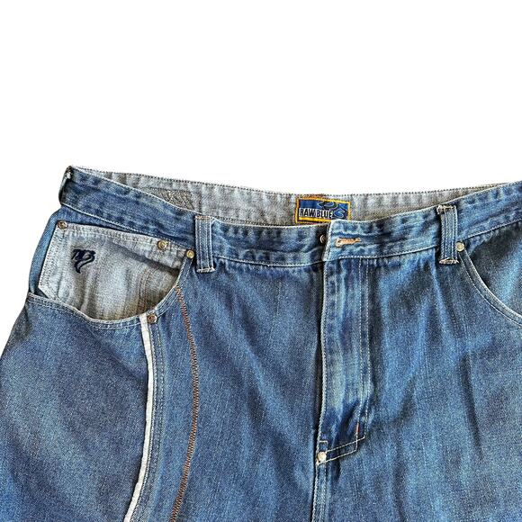 Vintage Raw Blue Denim y2k 2000s Baggy Shorts Jorts Mens 42 - Picture 4 of 4